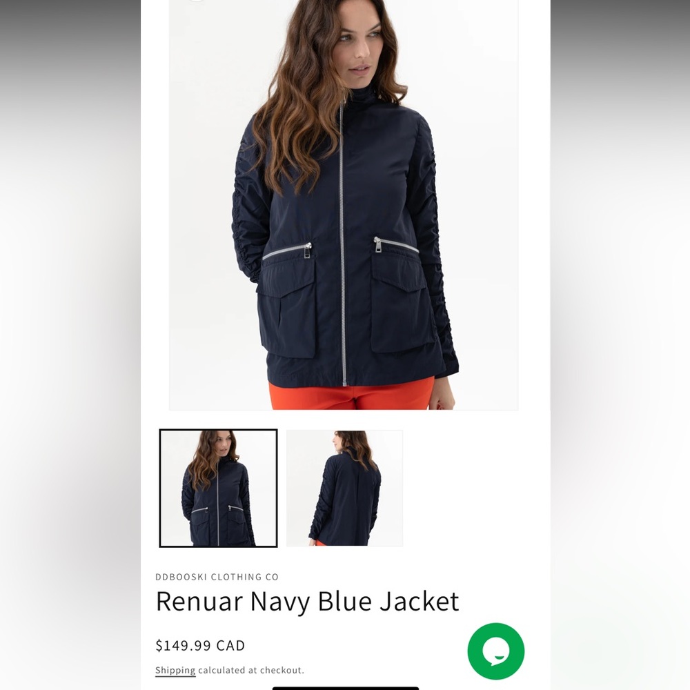 Sz L🇨🇦⭐️NWT Renuar Black Water Repellent 90’s Style Spring/SommerJacket PTP 22”